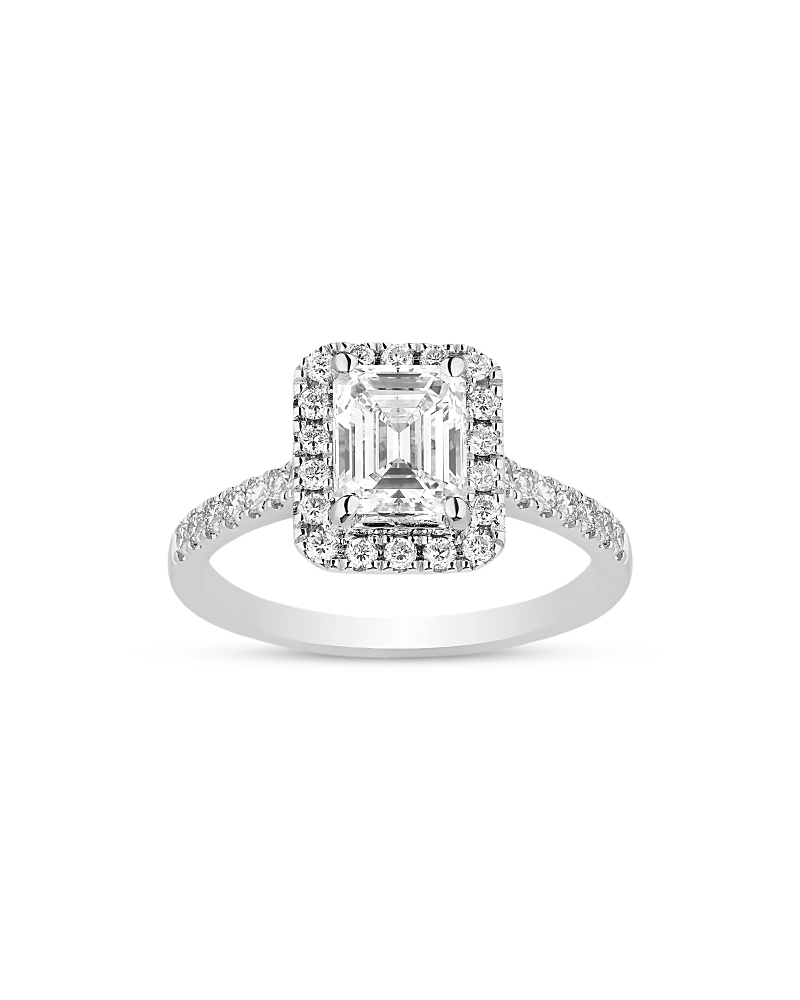 Bloomingdale's Certified Diamond Emerald Cut Halo Engagement Ring In 18k White Gold, 1.3 Ct. T. W. - Exclusive In White
