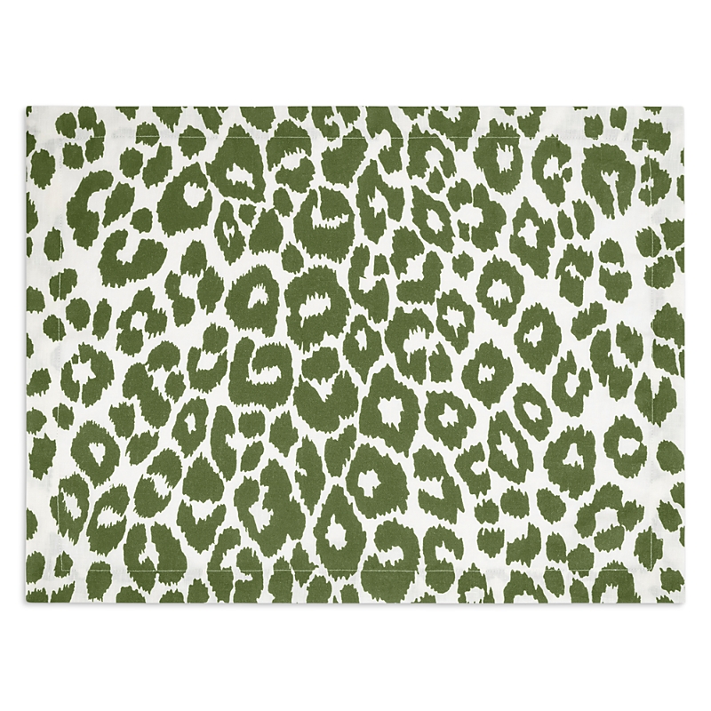 Matouk Iconic Leopard Placemats, Set Of 4 In Green