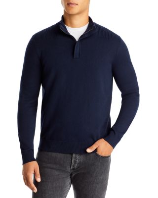 Quarter Zip Sweater In Dark Blue