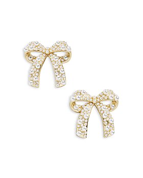 BAUBLEBAR - Clio Imitation Pearl Bow Stud Earrings in Gold Tone