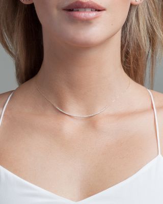 Sterling Silver & 14K Yellow Gold Pav&eacute; Diamond Curve Choker Necklace, 13"