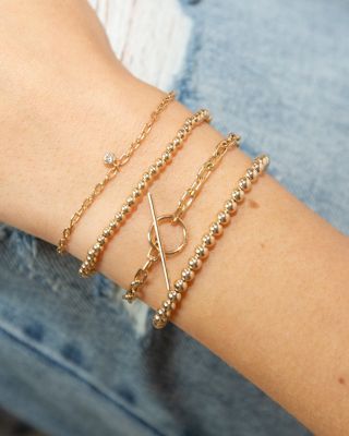 14k Yellow Gold Square Link Toggle Bracelet