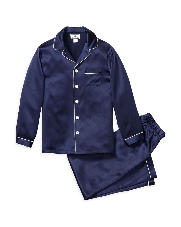 Shop Petite Plume Unisex Navy Silk Pajama Set - Baby, Little Kid, Big Kid