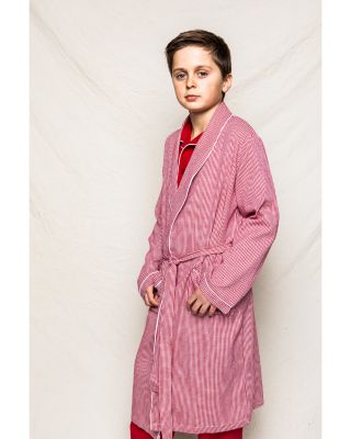 Unisex Red Mini Gingham Flannel Robe - Little Kid, Big Kid