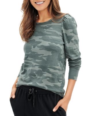 Splendid Camo Print Long Puff Sleeve Top 100 Exclusive Bloomingdale s