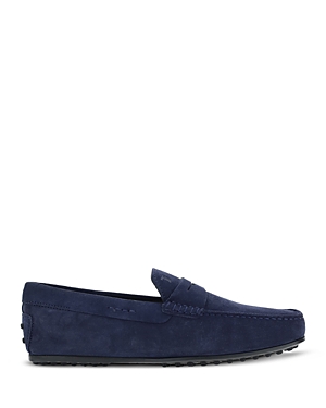 Tod's Men's Gommino Moc Toe Drivers In Blue Suede