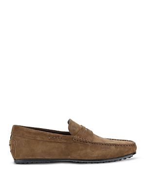 Tod's Men's Gommino Moc Toe Drivers In Light Brown Suede