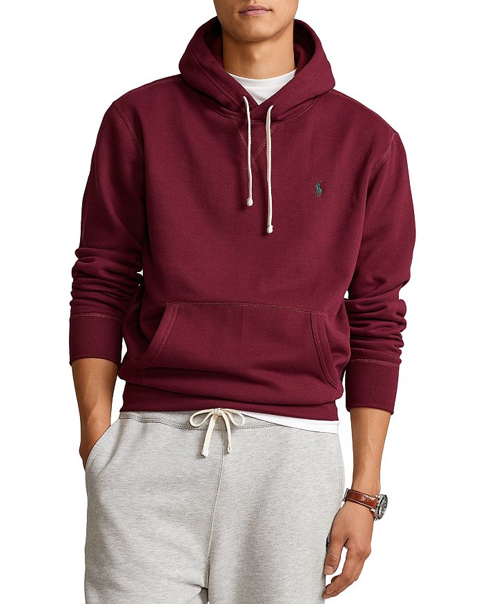 Polo Ralph Lauren Embroidered-logo Pullover Hoodie In Classic Wine