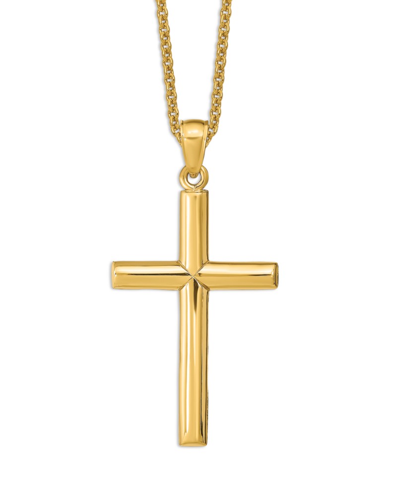 Bloomingdale's Fine Collection Men's Polished Cross Pendant Necklace in 14K Yellow Gold, 20