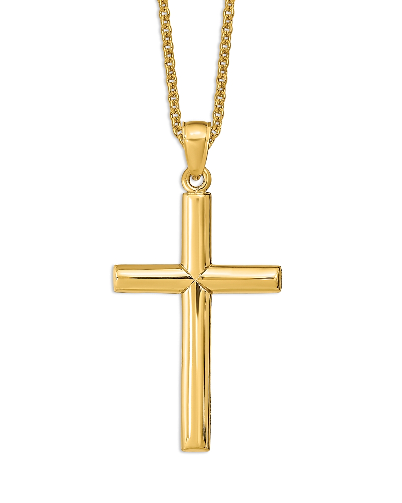 Bloomingdale's Fine Collection Men's Polished Cross Pendant Necklace in 14K Yellow Gold, 20