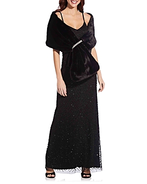 Adrianna Papell Faux Fur Wrap In Black