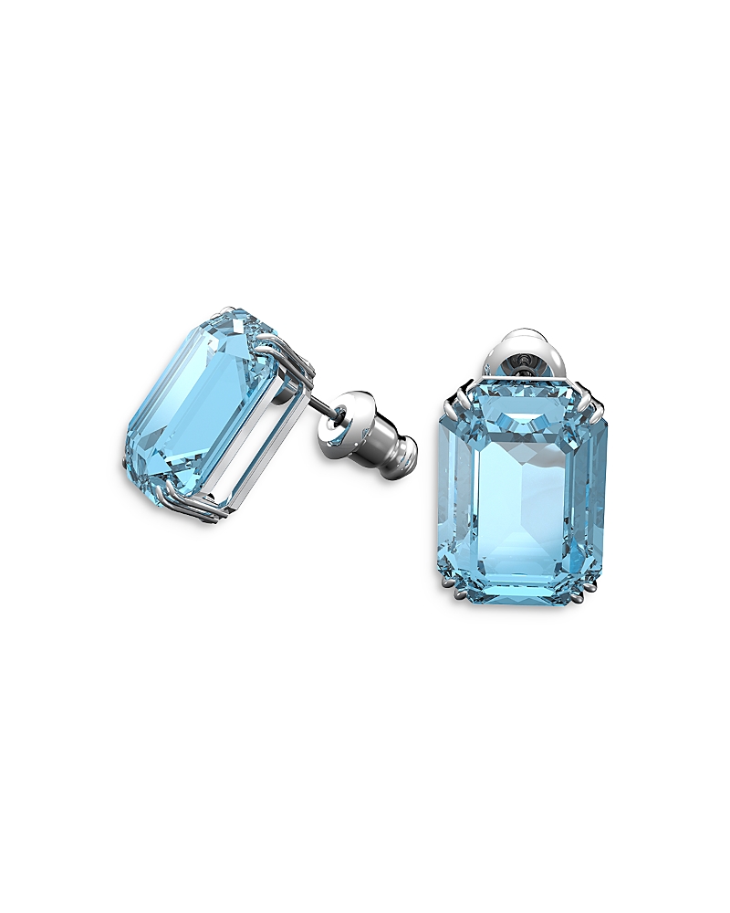 Swarovski Ladies Millenia Octagon Cut Stud Earrings In Blue