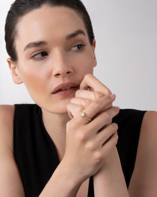 18K Yellow Gold Covet Gold Rose Cut Diamond Stack Ring