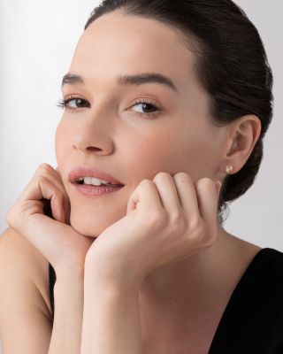 18K Yellow Gold Covet Rose Cut Diamond Stud Earrings