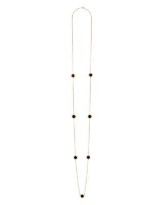 18K Yellow Gold Covet Onyx Seven Station Caviar Bead Statement Necklace, 32"