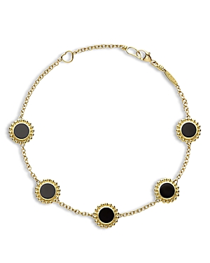 Lagos 18k Yellow Gold Covet Onyx Station Chain Bracelet In Gold/black