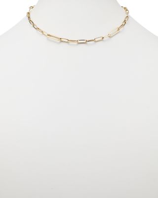 14K Yellow Gold Paperclip Link Chain Necklace, 18"