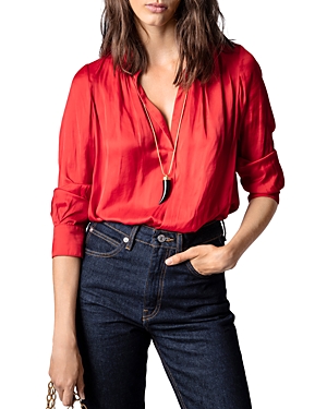 Zadig & Voltaire Womens Passion Tink Relaxed-fit Satin Blouse L In Pass