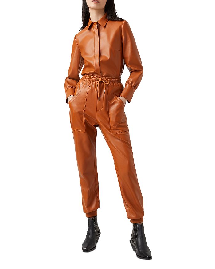FRENCH CONNECTION Crolenda Faux Leather Shirt | Bloomingdale's