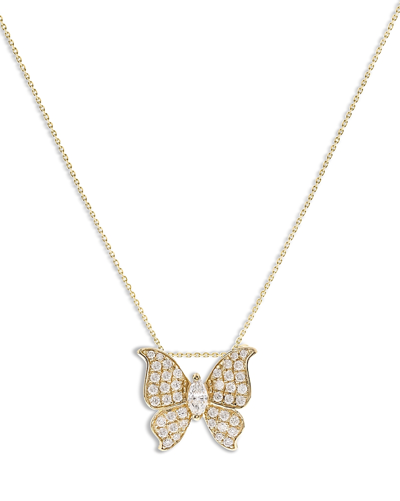 Bloomingdale's Fine Collection Diamond Butterfly Pendant Necklace in 14K Yellow Gold, 0.30 tcw