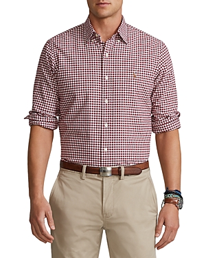 Polo Ralph Lauren Classic Fit Plaid Oxford Shirt In Wine/white