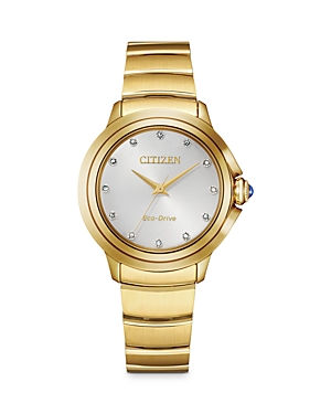 Shop Citizen Ceci Women's Diamond-accent Stainless Steel Bracelet Watch, 32mm In Silver/gold