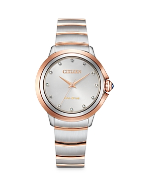 Shop Citizen Ceci Women's Diamond-accent Stainless Steel Bracelet Watch, 32mm In Silver/two-tone