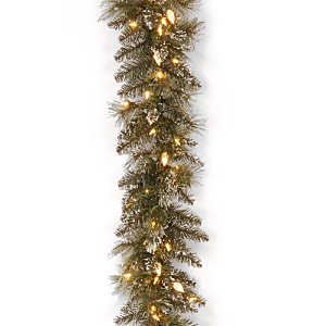 NATIONAL TREE COMPANY 9' X 10 GLITTERY BRISTLE PINE GARLAND WITH LIGHTS,GB3-319-9A-1
