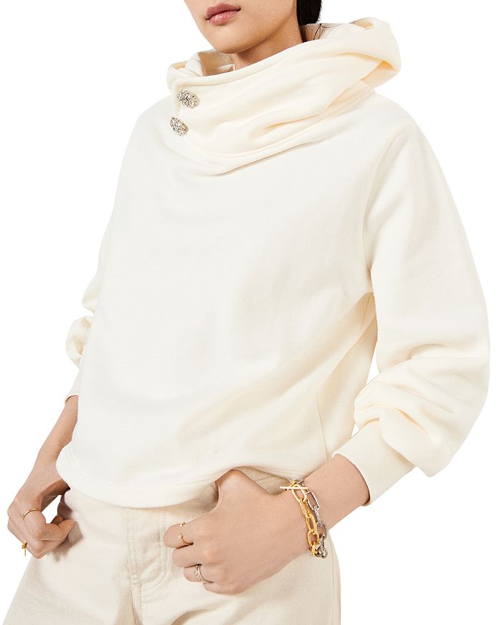ba sh Button Embellished Hoodie Bloomingdale s