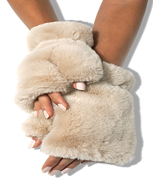 Apparis Ariel Faux Fur Fingerless Gloves In Tan