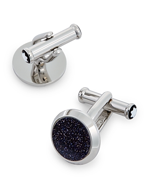 Shop Montblanc Glitter Inlay Cufflinks In Blue