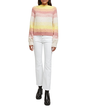 Maje Womens Jaunes / Oranges Millao Striped Knitted Jumper 8 In Yellow