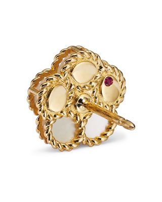 18K Yellow Gold Daisy Mother-of-Pearl & Diamond Stud Earrings - Exclusive