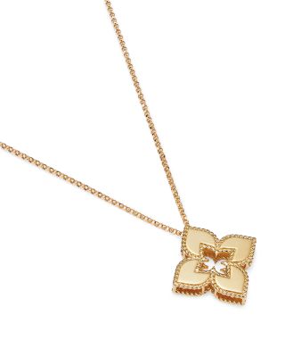 18K Yellow Gold Petite Venetian Princess Diamond Pendant Necklace, 17"