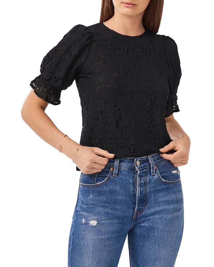 LACE PUFF SLEEVE TOP main image 0