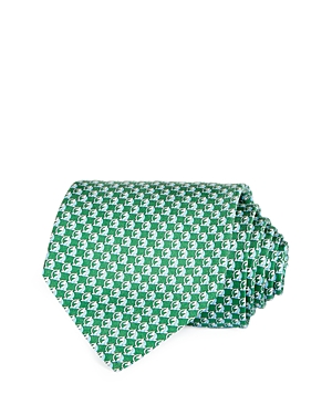 Ferragamo Napoleon Gancini Horse Head Print Silk Classic Tie In Verde