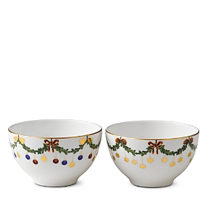 Royal Copenhagen Star Fluted Christmas Chocolate Bowl, Set Of 2 In Multi