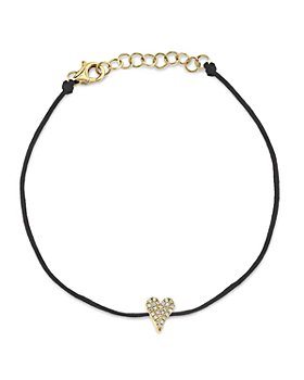 Moon & Meadow - 14K Yellow Gold Diamond Pavé Heart Cord Bracelet - 100% Exclusive