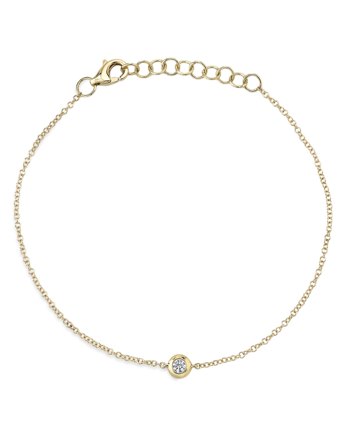 14K Yellow Gold Diamond Bezel Chain Bracelet