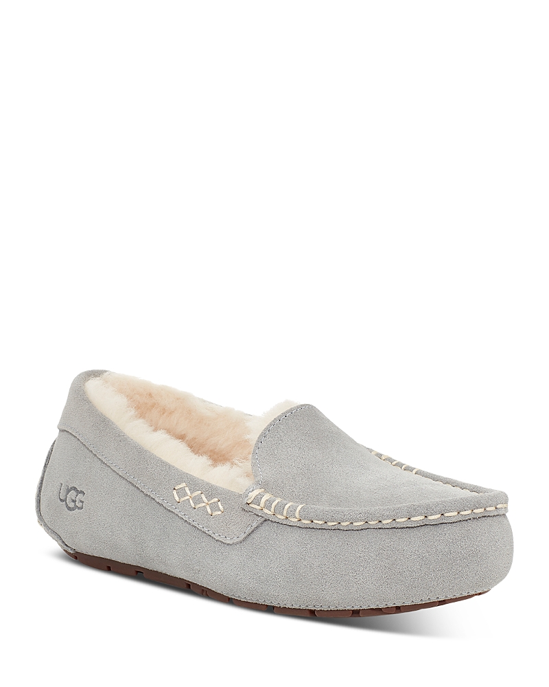 Ugg Ansley Womens Suede Comfy Moccasin Slippers In Light Gray
