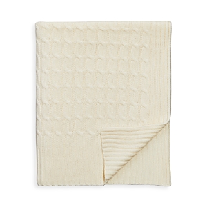 Shop Sofia Cashmere Cable Knit Throw In Ivory