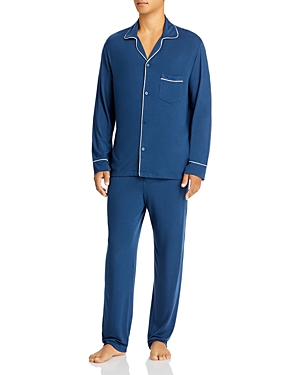 Eberjey William Pajama Set In Indigo Blue/ivory