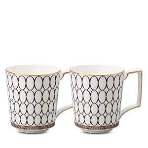 Shop Wedgwood Renaissance Gold Mugs, Set Of 2 In Blue/gold