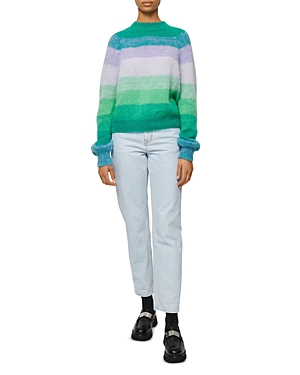 Maje Womens Verts Millao Striped Knitted Jumper 10 In Green