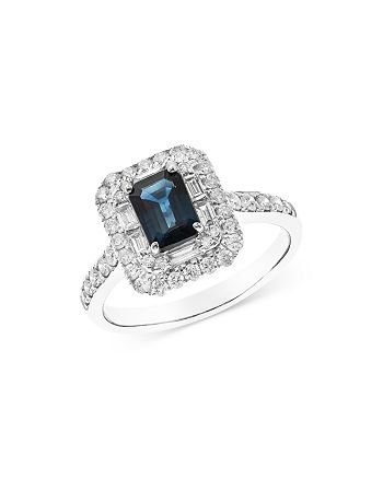 Bloomingdale's - Sapphire & Diamond Double Halo Ring in 14K White Gold - 100% Exclusive