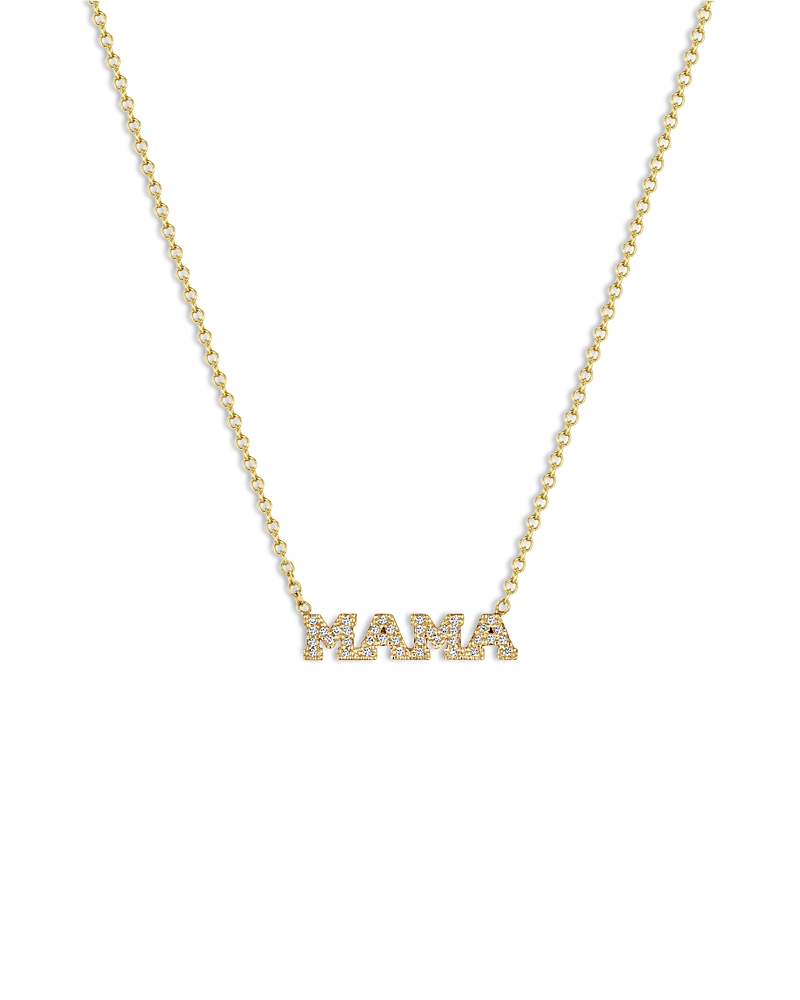 Zoë Chicco Mama Diamond Script Pendant Necklace In Gold