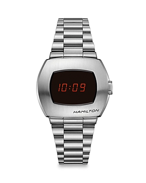 Shop Hamilton Psr American Classic Digital Watch, 40.8mm X 34.7mm In Black/silver