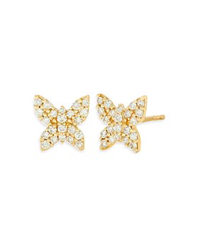 Rachel Reid - 14K Yellow Gold Diamond Butterfly Stud Earrings 