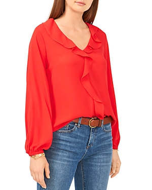VINCE CAMUTO RUFFLE FRONT BLOUSE,9151114