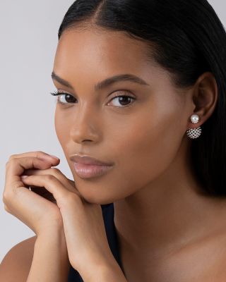 Sterling Silver Signature Caviar Cultured Freshwater Pearl Front-Back Earrings 